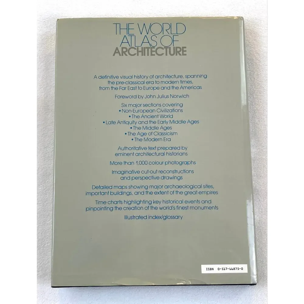 The World Atlas of Architecture Oversize Hardcover Book ISBN:0517668750 Vintage